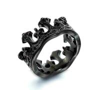 KUTCEK Men's Vintage Punk Style Titanium Steel Crown Ring Multi-colored Stones Trendy Fashion Jewelry Gift for Men