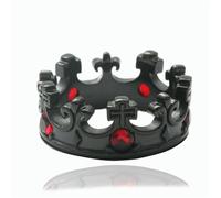 KUTCEK Men's Vintage Punk Style Titanium Steel Crown Ring Multi-colored Stones Trendy Fashion Jewelry Gift for Men