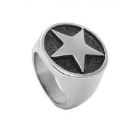 KUTCEK Men's Vintage Titanium Steel Gothic Punk Style Pentagram Ring Unique Hip hop Rock Star Ring Edgy Jewelry Gift