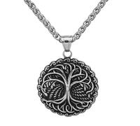 KUTCEK Nordic Tree of Life Pendant Titanium Steel Double Sided Necklace Vintage Viking Symbol Dragon Chain Unisex Jewelry Gift