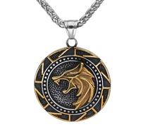 KUTCEK Norse Viking Wolf Rune Pendant Titanium Steel Men Necklace Dragon Chain Mythological Talisman Gift