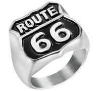 KUTCEK Route 66 Ring for Men Vintage Titanium Steel Band Highway Themed Jewelry Gift