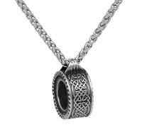 KUTCEK Rune Ring Pendant Necklace Viking Norse Celtic Long Chain Unisex Jewelry Gift for Couples