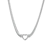 KUTCEK Snake Chain Necklace with Love Pendant Stainless Steel Bold Y2K Style Statement Jewelry Layering Chain Gift for Women