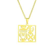 KUTCEK Stainless Steel Adinkra Symbol Pendant Necklace African Heritage Cultural Gift Unisex Jewelry for Men Women