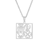 KUTCEK Stainless Steel Adinkra Symbol Pendant Necklace African Heritage Cultural Gift Unisex Jewelry for Men Women
