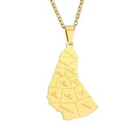 KUTCEK Stainless Steel Barbados Island Map Pendant Necklace Minimalist Couples Jewelry Travel Keepsake Gift for Women and Men