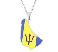 KUTCEK Stainless Steel Barbados Island Map Pendant Necklace Minimalist Couples Jewelry Travel Keepsake Gift for Women and Men