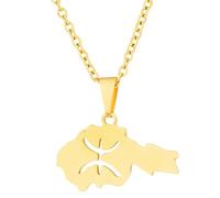 KUTCEK Stainless Steel Berber Ethnic Necklace Geometric Pattern Pendant Unique Design Women's Light Luxury Gift Chain