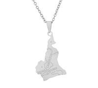 KUTCEK Stainless Steel Cameroon Map Necklace Ethnic Couple Design with Enamel Color Layering Chain for Men Women Gift