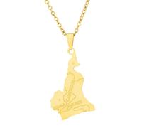 KUTCEK Stainless Steel Cameroon Map Necklace Ethnic Couple Design with Enamel Color Layering Chain for Men Women Gift