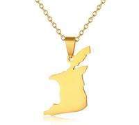 KUTCEK Stainless Steel Colorful Trinidad and Tobago Map Necklace Couples Pendant Bohemian Carnival Theme Gift for Women and Men