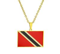 KUTCEK Stainless Steel Colorful Trinidad and Tobago Map Necklace Couples Pendant Bohemian Carnival Theme Gift for Women and Men