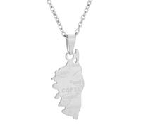 KUTCEK Stainless Steel Corsica Map Necklace Polished or Engraved Pendant for Men Women Couple Gift Travel Memory