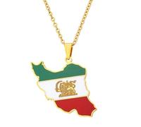 KUTCEK Stainless Steel Geometric Enamel Iranian Pendant Necklace Unisex Jewelry Bohemian Ethnic Cultural Style Gift