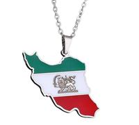 KUTCEK Stainless Steel Geometric Enamel Iranian Pendant Necklace Unisex Jewelry Bohemian Ethnic Cultural Style Gift