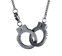 KUTCEK Stainless Steel Handcuff Pendant Necklace Men's Retro Urban Style PUT DOWN Message Chain Statement Bold Jewelry Gift