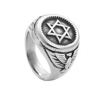 KUTCEK Stainless Steel Men's Ring - Vintage Punk Style Six-Point Star Ring - Middle Ages Trendy Jewelry Gift for Men