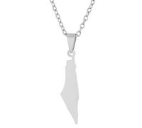 KUTCEK Stainless Steel Openwork Israel Map Necklace Minimalist Couples Pendant Symbolic Cultural Jewelry Gift for Women Men