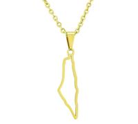 KUTCEK Stainless Steel Openwork Israel Map Necklace Minimalist Couples Pendant Symbolic Cultural Jewelry Gift for Women Men