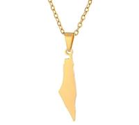 KUTCEK Stainless Steel Openwork Israel Map Necklace Minimalist Couples Pendant Symbolic Cultural Jewelry Gift for Women Men
