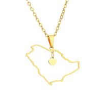 KUTCEK Stainless Steel Saudi Arabia Pendant Necklace Ethnic Layering Chain for Women Minimalist Cultural Jewelry Gift Daily