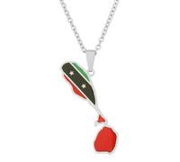 KUTCEK Stainless Steel St Kitts Nevis Map Flag Pendant Necklace Travel Memory Couples Gift Unisex for Men Women