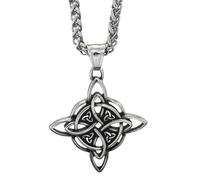 KUTCEK Stainless Steel Viking Celtic Knot Pendant Necklace with Norse Mythology Design Mens Nordic Jewelry Gift for Him