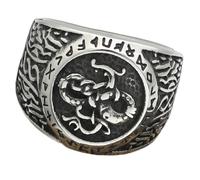 KUTCEK Stainless Steel Viking Dragon Rune Ring Men - Retro Celtic Wolf Design Gift for Him