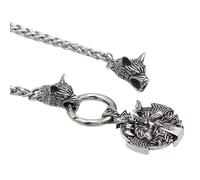 KUTCEK Stainless Steel Viking Necklace Wolf Head & Odin's Raven Pendant Norse Jewelry Gift for Men