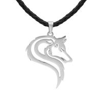 KUTCEK Stainless Steel Viking Wolf Necklace Retro Howling Wolf Pendant Gift for Men