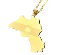KUTCEK Stainless Steel Vintage Enamel Kurdistan Map Necklace Unisex Pendant Bohemian Cultural Identity Jewelry Gift
