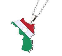 KUTCEK Stainless Steel Vintage Enamel Kurdistan Map Necklace Unisex Pendant Bohemian Cultural Identity Jewelry Gift
