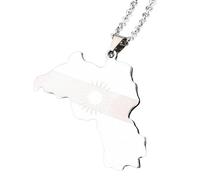 KUTCEK Stainless Steel Vintage Enamel Kurdistan Map Necklace Unisex Pendant Bohemian Cultural Identity Jewelry Gift