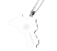 KUTCEK Stainless Steel Vintage Enamel Kurdistan Map Necklace Unisex Pendant Bohemian Cultural Identity Jewelry Gift