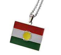 KUTCEK Stainless Steel Vintage Enamel Kurdistan Map Necklace Unisex Pendant Bohemian Cultural Identity Jewelry Gift