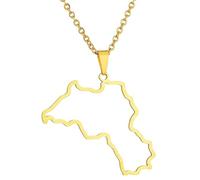 KUTCEK Stainless Steel Vintage Enamel Kurdistan Map Necklace Unisex Pendant Bohemian Cultural Identity Jewelry Gift
