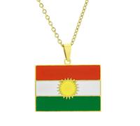 KUTCEK Stainless Steel Vintage Enamel Kurdistan Map Necklace Unisex Pendant Bohemian Cultural Identity Jewelry Gift