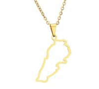 KUTCEK Stainless Steel Vintage Enamel Lebanon Map Necklace Couples Pendant Cultural Heritage Jewelry Gift for Women and Men