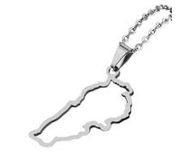 KUTCEK Stainless Steel Vintage Enamel Lebanon Map Necklace Couples Pendant Cultural Heritage Jewelry Gift for Women and Men