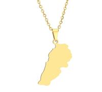 KUTCEK Stainless Steel Vintage Enamel Lebanon Map Necklace Couples Pendant Cultural Heritage Jewelry Gift for Women and Men
