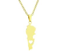 KUTCEK Stainless Steel Vintage Enamel Lebanon Map Necklace Couples Pendant Cultural Heritage Jewelry Gift for Women and Men