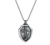 KUTCEK Titanium Steel Battle Angel Necklace Men's Vintage Warrior Pendant Hip Hop Chain Retro Combat Design Jewelry Gift