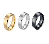 KUTCEK Titanium Steel Double Bevel Edge Ring Set 3Pcs 4/6/8mm Stackable Band Matching Couples Wedding Rings Gift for Him Her