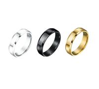 KUTCEK Titanium Steel Double Bevel Edge Ring Set 3Pcs 4/6/8mm Stackable Band Matching Couples Wedding Rings Gift for Him Her