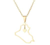 KUTCEK Titanium Steel Enamel Iraq Map Necklace Couples Pendant Bohemian Ancient History Jewelry Gift for Women and Men