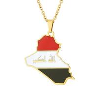 KUTCEK Titanium Steel Enamel Iraq Map Necklace Couples Pendant Bohemian Ancient History Jewelry Gift for Women and Men