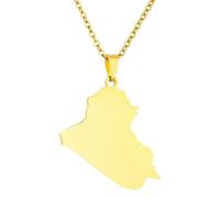 KUTCEK Titanium Steel Enamel Iraq Map Necklace Couples Pendant Bohemian Ancient History Jewelry Gift for Women and Men