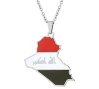 KUTCEK Titanium Steel Enamel Iraq Map Necklace Couples Pendant Bohemian Ancient History Jewelry Gift for Women and Men