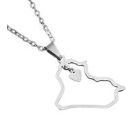 KUTCEK Titanium Steel Enamel Iraq Map Necklace Couples Pendant Bohemian Ancient History Jewelry Gift for Women and Men